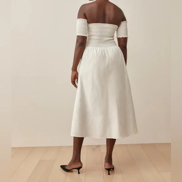NWT Reformation Westley Midi Dress in White Size Large